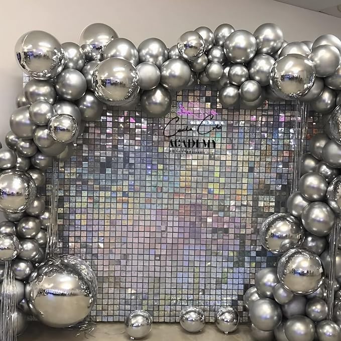 Voircoloria 110pcs Metallic Silver Chrome Latex Party Balloons, 12inch | - Image 8