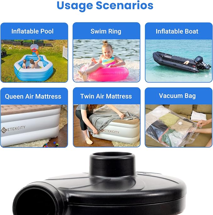 Etekcity Air Pump for Inflatables, Portable Electric Air Mattress Pump - Image 2