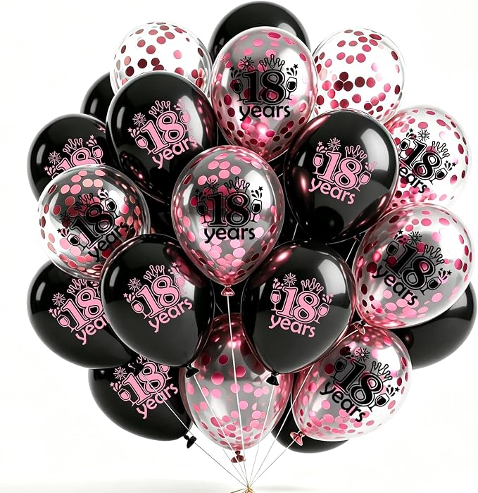 Black Whiet Confetti Balloons, by Hongplus