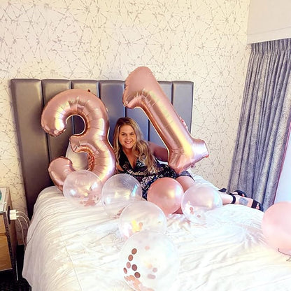 Rose Gold Number 3 Balloon for Girls, 40 Inch Large Number 0-9 Foil Mylar - Image 4