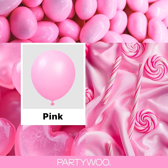 PartyWoo Pink Balloons 100pcs Matte Pink Color 36 18 12 10 5 Inch | 36 18 12 10 - Image 2