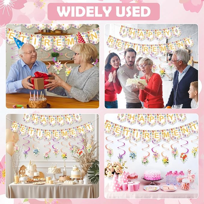 Wildflower-Themed Women's Retirement Party Decoration Banner, Happy Retirement - Image 7