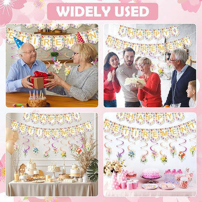 Wildflower-Themed Women's Retirement Party Decoration Banner, Happy Retirement - Image 7