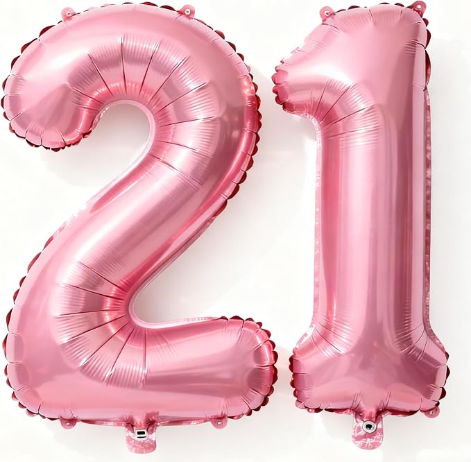 Pink Number 21 Balloons 40 Inch Giant Pink 20 Foil Mylar Balloons by COLORFULELVES