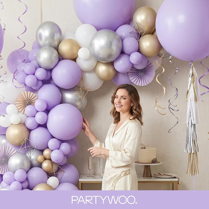 PartyWoo Lavender Balloons 99pcs Light Pastel Purple Lilac Color | 36 18 12 10 - Image 9