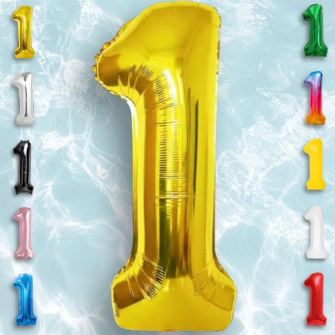 Gold Number Balloon 1 Mylar Foil Balloons 40 inch - Image 6