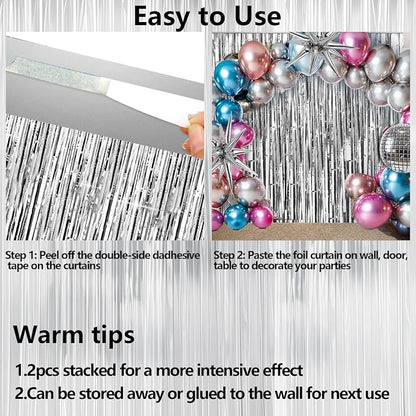 4 Packs Silver Foil Fringe Curtain, Baby Shower, Engagement, Bachelorette Party - Image 8