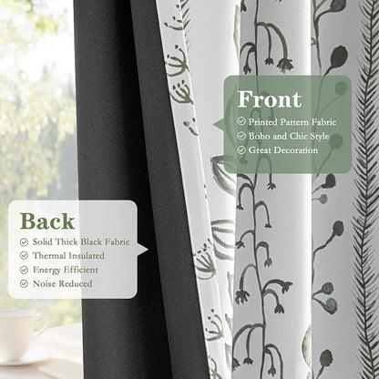 Sage Green Blackout Curtains 95 Inches Long 2 Panels Boho Curtains - Image 4