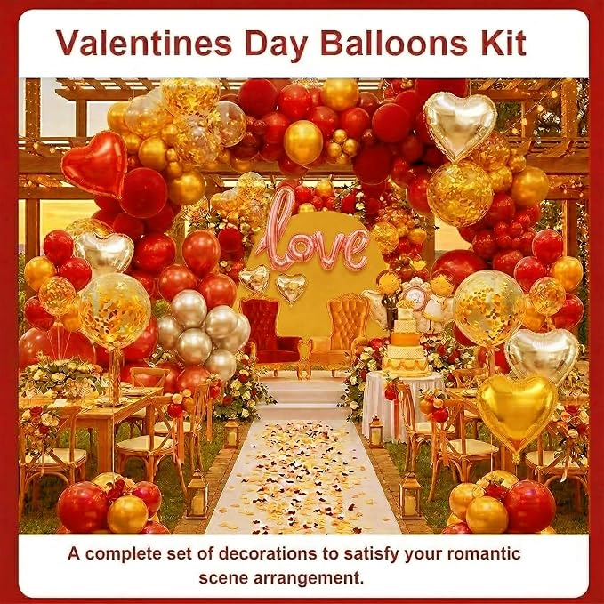 Valentines Day Balloons Kit, Rose Gold Pink Heart, 140 Pack | Happy Mothers Day - Image 3