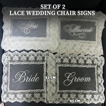 Bride & Groom Chair Signs for Wedding Sweetheart Table Decor Set of 2 | Sheer - Image 5
