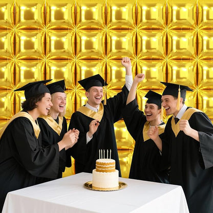 NISOCY 48PCS Metallic Gold Square Foil Balloons Wall Backdrop | Double Sided - Image 8