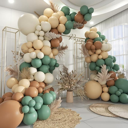 Green White Brown Balloon Garland Arch Kit by MOXMAY