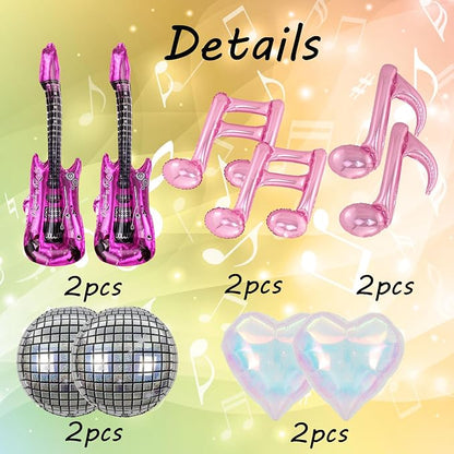 Music Party Decoration Music Note Balloon Disco Balloon Guitar Foil Balloon - Image 2