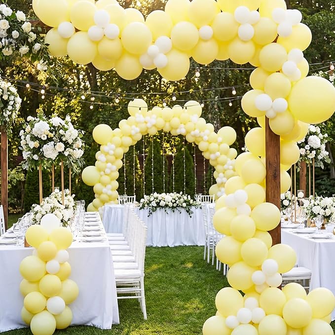 RUBFAC 135pcs Pastel Yellow Balloons, Latex Light Yellow Balloon Different - Image 5