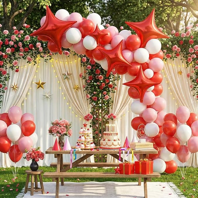 Red Star Balloons, 26 Inch and 10 Inch Red Stars Shaped Balloon - Image 5