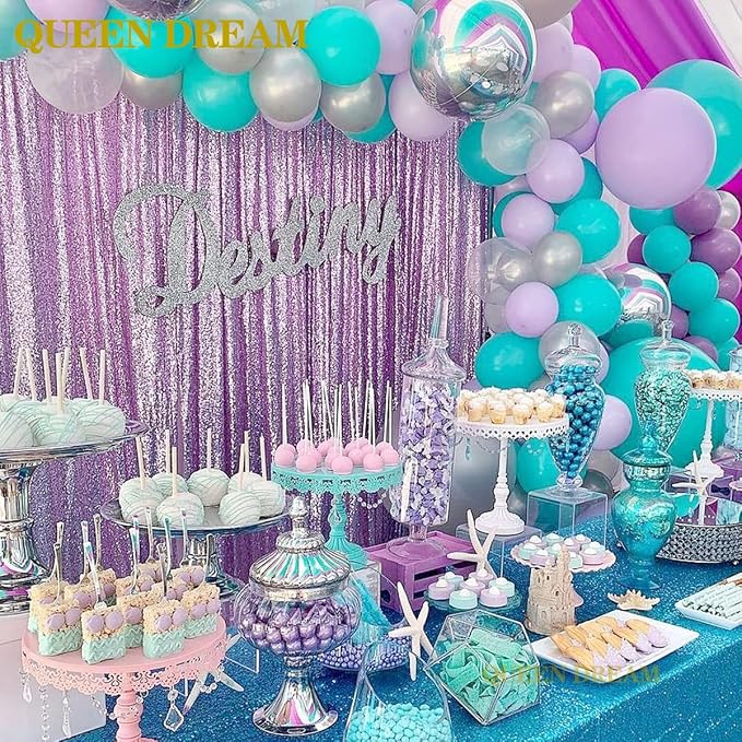 Light Purple Sequin Backdrop Curtain 2 Panel 2FTx8FT Glitter Photo Backdrop | - Image 3