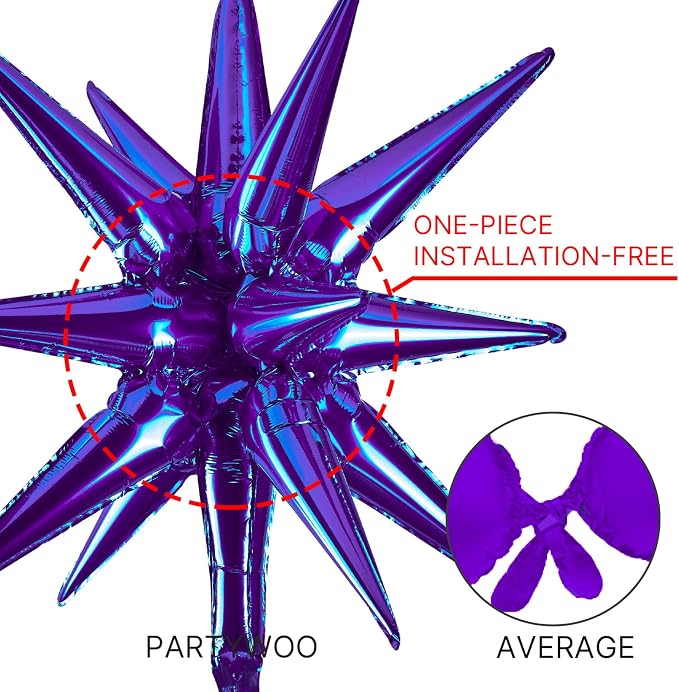 PartyWoo Metallic Purple Star Spike Balloon Arch Kit 110pcs Different Sizes | - Image 4