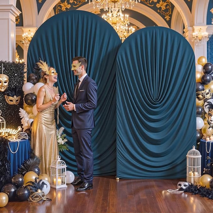 Navy Blue Wedding Arch Backdrop Cover 7.2ft and 6ft Draped Arch Covers Stretchy - Image 3