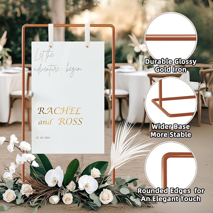 Wedding Sign Holder, Adjustable Welcome to Our Wedding Sign Stand W/Design - Image 5