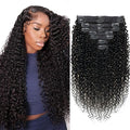 24 Inch 3c 4a Kinky Curly Clip ins Human Hair Extensions Natural Black Curly Clip ins For Full Head Hair Extensions Clip on Hair 8pcs/120g/pack