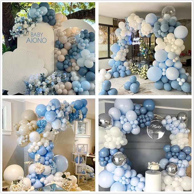 412Pcs Dusty Blue White Sand Balloon Arch Garland Kit, 18 12 10 5 Inch Slate - Image 6