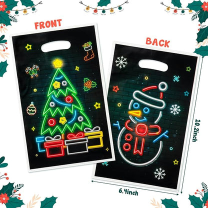 ANGOLIO 50Pcs Christmas Glow in the Dark Favors Bags Print Christmas Tree - Image 2
