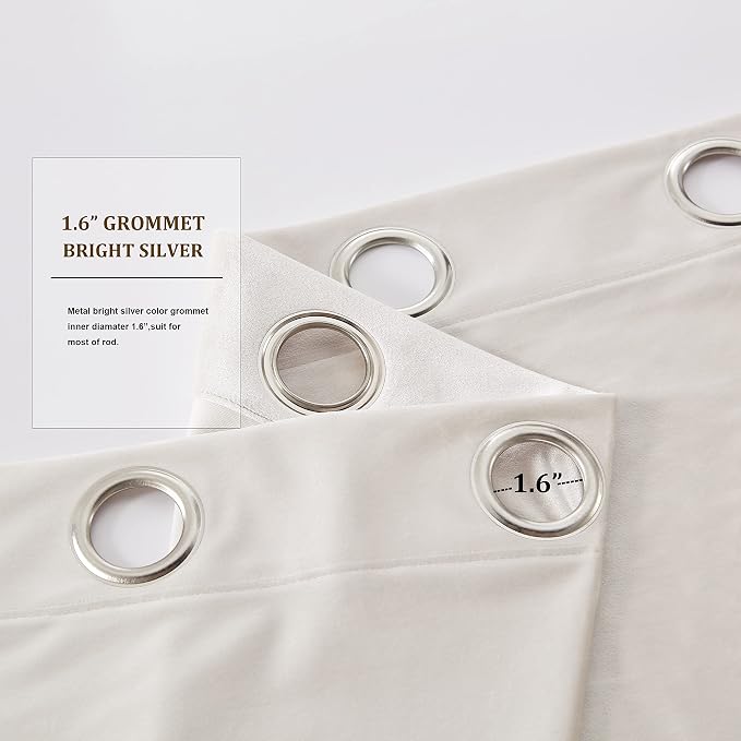 Luxury Cream Ivory Velvet Curtain Drapes - Image 3