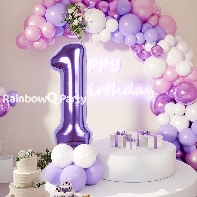 RainbowQ Purple 1 Balloon Number 40 Inch 0-40 Foil Large Balloons | Big Mylar 1 - Image 8