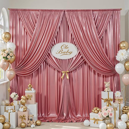 gogoparti 20x12FT Rose Gold Sequin Backdrop Curtain-4 Panels of 5x12FT - Image 2