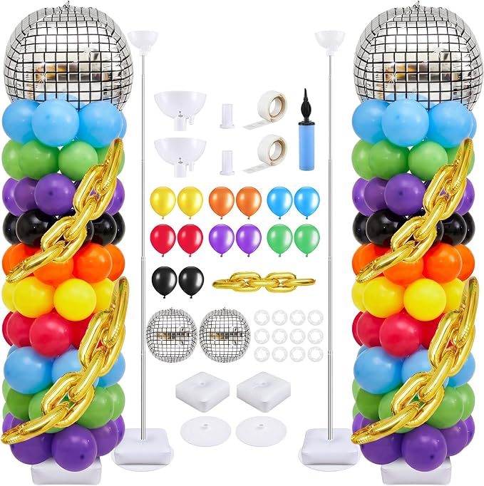 Gejoy 2 Set 80s 90s Balloon Column Stand Kit by Gejoy