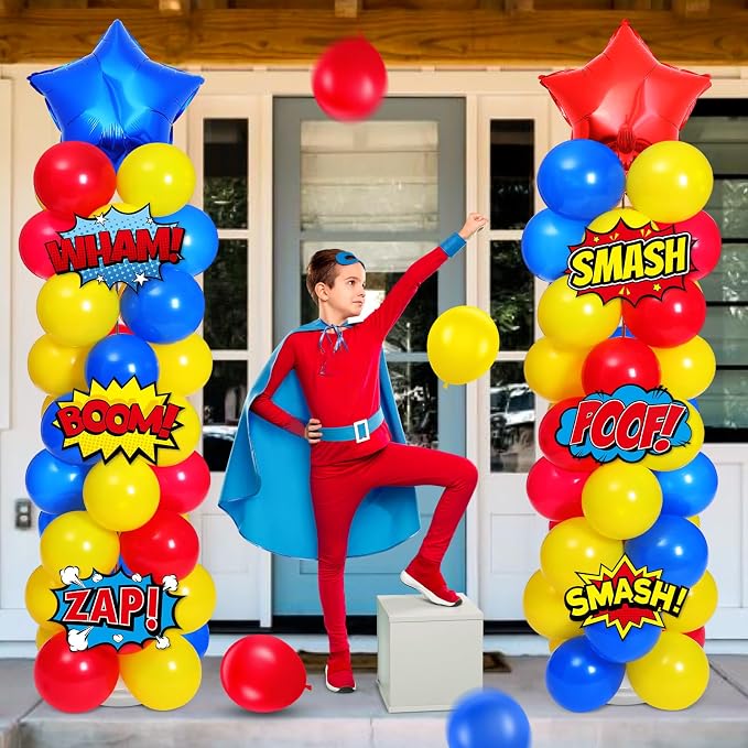 Realspring 2 Set Hero Themed Party Decorations Adjustable Red Yellow Blue - Image 6