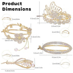 4PCS Metal Twisted Hair Claw Clips Set, Rhinestone Pearl Butterfly & Floral Hair Clamps, Medium/Thin Hair Accessories Barrettes Non Slip Jaw Hair Claw Metal Sparkly Flat Hairclips for Women
