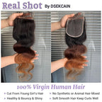 Ombre 5x5 Lace Closure Body Wave Chestnut Brown T1B/2/30 5x5 Transparent hd Lace Closure 100% Real Human Hair 18 Inch 150% Density