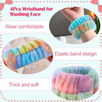 WSYUB Spa and Makeup Headband Set - Gorgeous Tie Dye Color Cosmetic Headband and Absorbent Wrist Towels for Skincare, Face Washing, and Makeup Application (6 pcs)