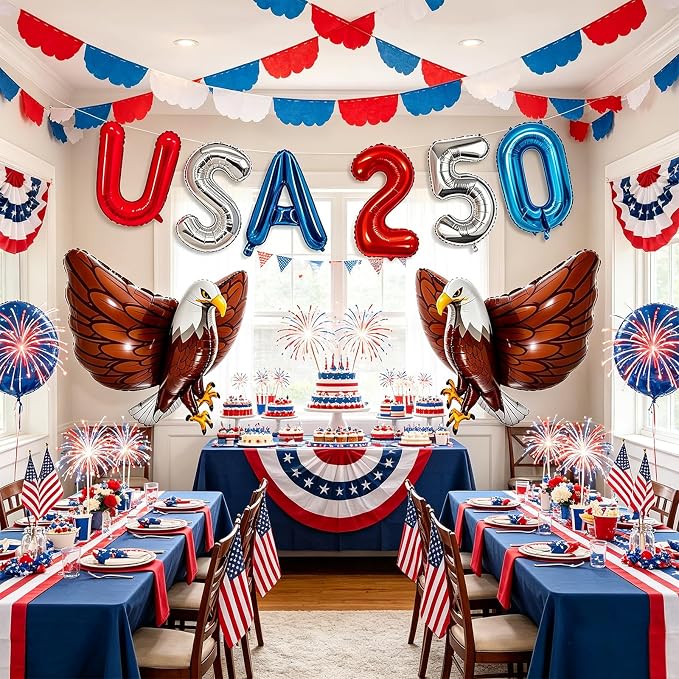 10PCS 4th of July Balloons Set, USA 250 Foil Letter Balloons - Image 4