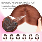 Isaic 24 Inch Synthetic Hair Toppers for Women with Thinning Hair, Clip In Crown Topper Hair Extensions with Adjustable Bandage, Layered Wiglet for Natural Coverage (Copper)