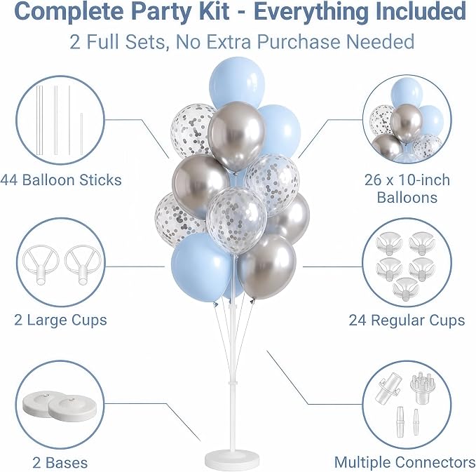 Baby Blue Balloon Column Stand Kit Set 2 - Image 2