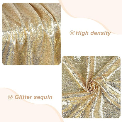 PartyDelight Light Gold Sequin Backdrop 6x7ft Sparkly Photo Curtain | 4 Inch - Image 2