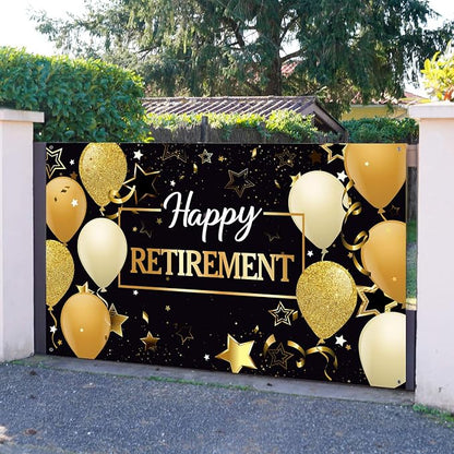 Blulu Retirement Party Decorations, Extra Large Fabric Retire Sign Banner Photo - Image 5