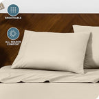 Bare Home Microfiber Pillow Cases - King 20x40 - Cooling Pillowcases - Double Brushed - Easy Care - Envelope Closure (King Pillowcase Set of 2, Sand)
