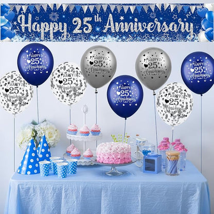 Blue Silver 25th Anniversary Decorations - Image 4