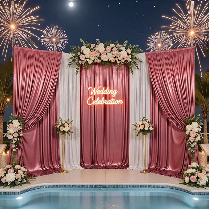 10x10ft Thick Rose Gold Glitter Backdrop Curtain Panels - Image 5