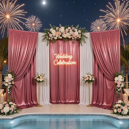 10x10ft Thick Rose Gold Glitter Backdrop Curtain Panels - Image 5