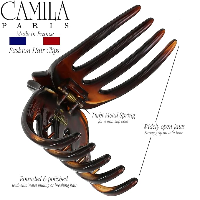 Camila Paris CP3540 French Hair Clip for Women, Hair Side Clips, 2 Inch Girls Hair Claw Clips Jaw Fashion Durable Styling Hair Accessories for Women, Strong Hold No Slip Grip, Made in France