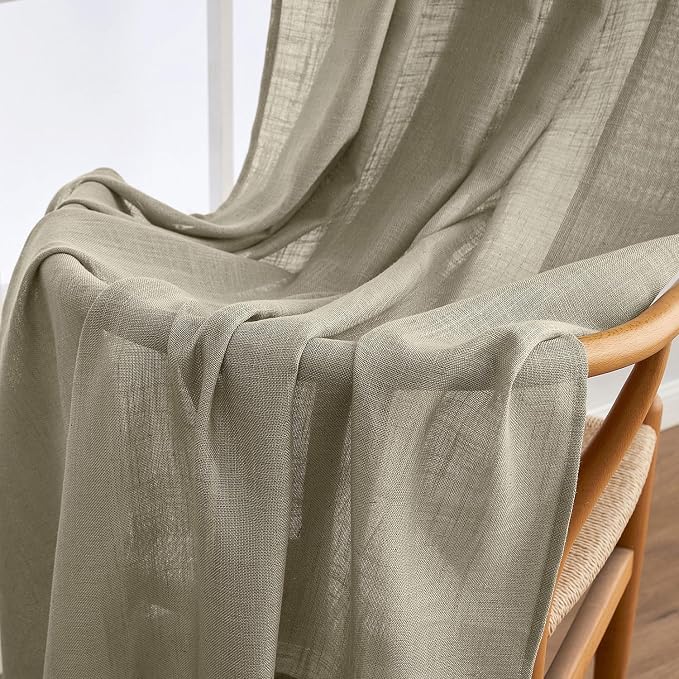 MIULEE Oatmeal Linen Curtains 52x72 Inch 2 Panels - Image 6