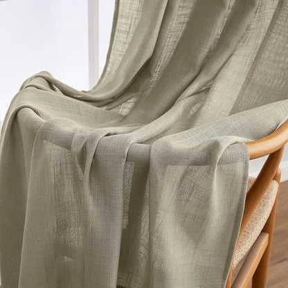 MIULEE Oatmeal Linen Curtains 52x90 Inch Long 2 Panels - Image 6