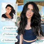 KooKaStyle Clip in Synthetic Hair Extensions Long Wavy 4PCS Thick Hairpieces Brunette Brown Fiber Double Weft Natural Hair Extensions 16 Inch for Women