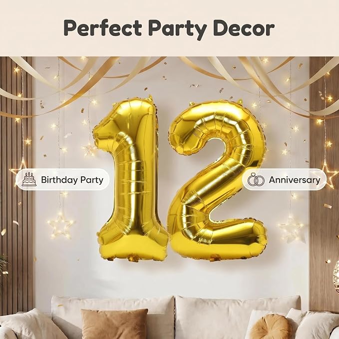 Number 12 Balloon Foil Mylar Balloons - Image 6