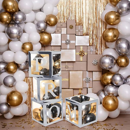 4 Pcs Prom Boxes with Letters 11.8 x 11.8 x 11.8 Inch Clear Balloon Boxes - Image 7