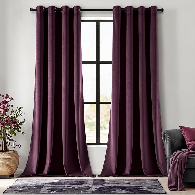 MIULEE Velvet Curtains Purple Orchid 52 x 96 Inch Length Set of 2 | Grommet by MIULEE